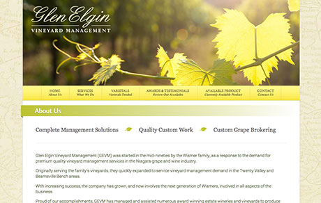 Glen Elgin Vinyard Management Website