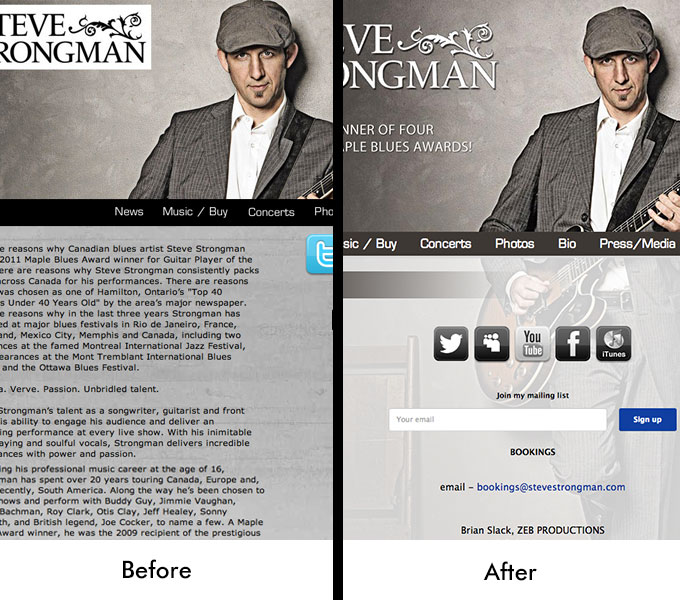 Steve Strongman Website Before and After